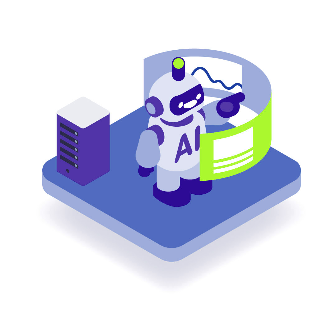 学習をしていくAIロボットのイラスト